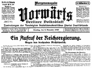 Titelblatt der Morgendausgabe